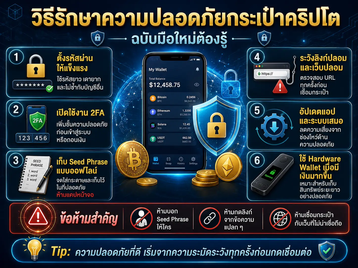 วิธีรักษาความปลอดภัยกระเป๋าคริปโต ฉบับมือใหม่ต้องรู้